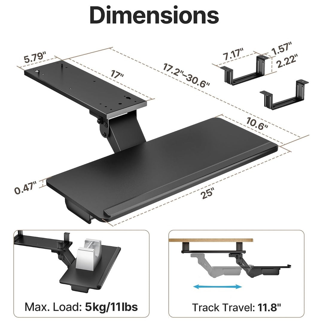PEGZONE Keyboard Tray Under Desk Slide Out