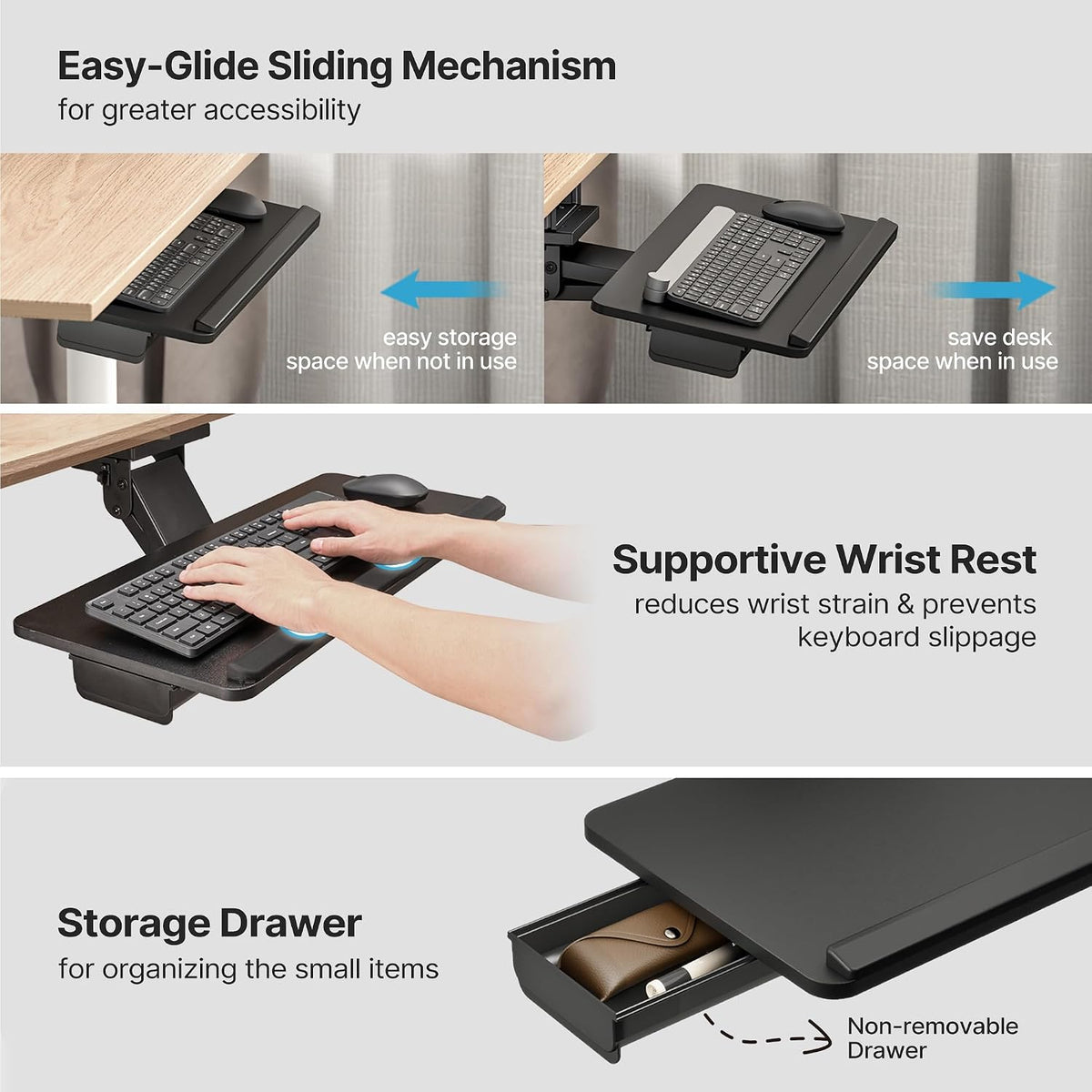 PEGZONE Keyboard Tray Under Desk Slide Out