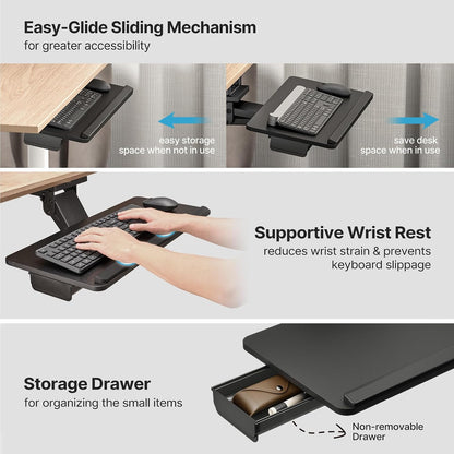 PEGZONE Keyboard Tray Under Desk Slide Out
