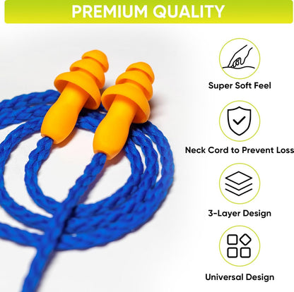 (New) TICONN 100 Pairs Reusable Silicone Ear Plugs 25dB