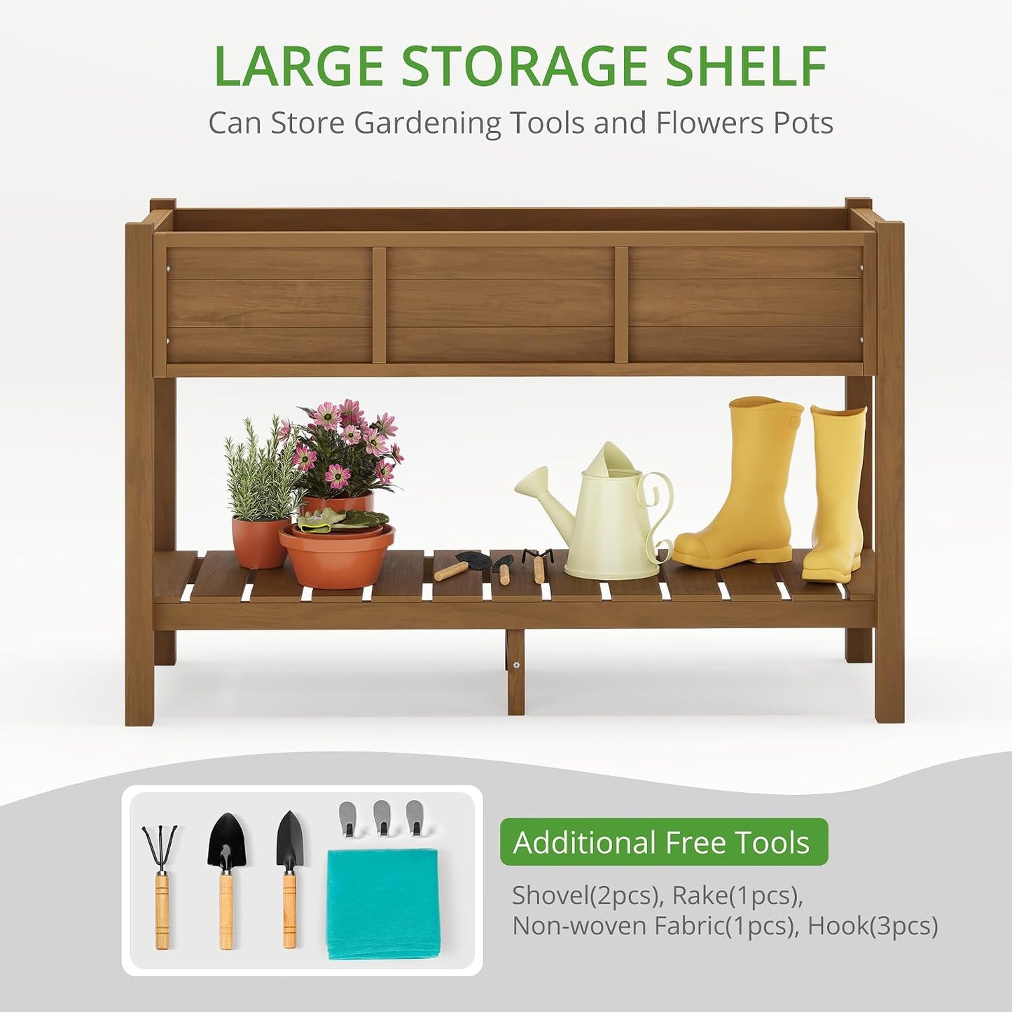 (New) LUE BONA Elevated Teak Raised Garden Bed