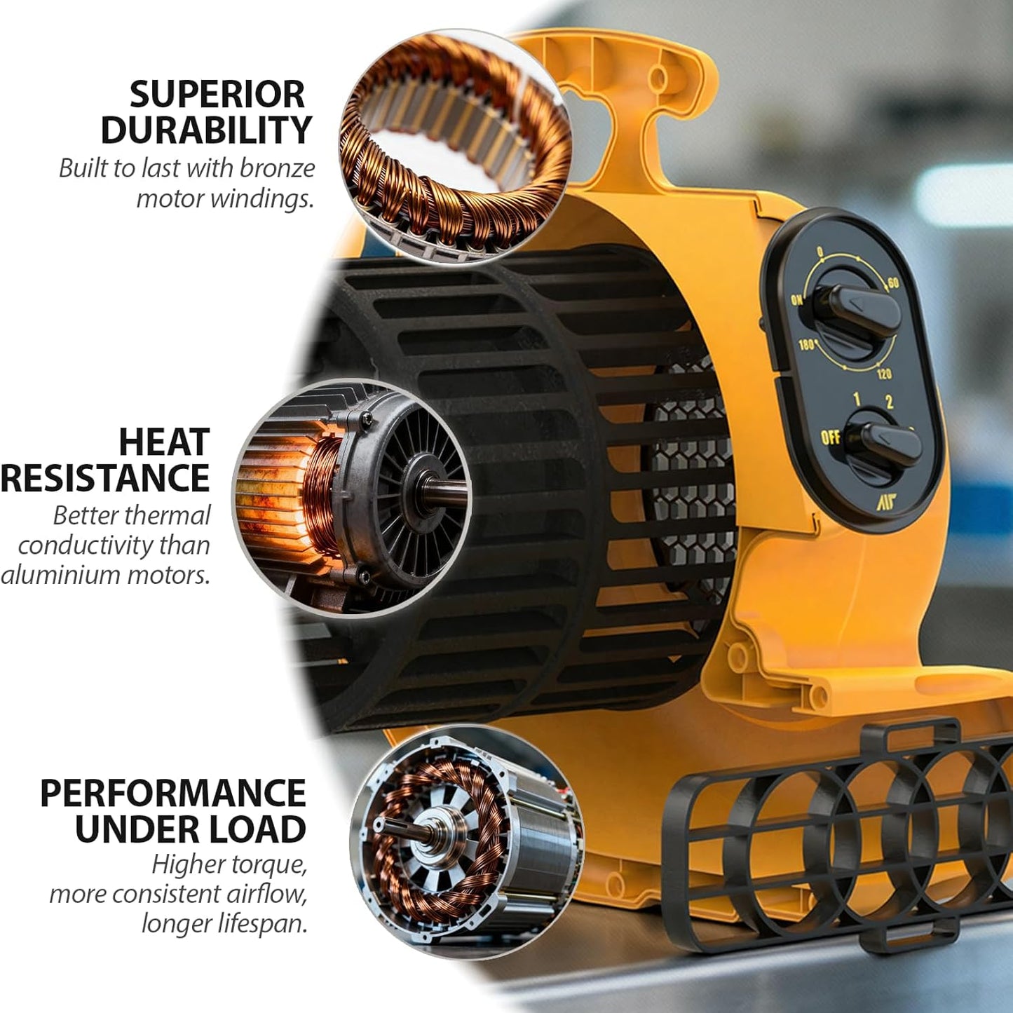 AirZentti 3-Speed Industrial Air Mover Floor Blower Fan