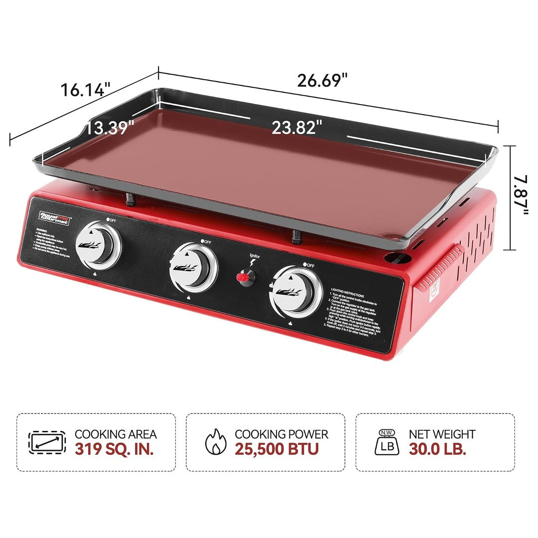 Royal Gourmet 3-Burner Tabletop Propane Gas Griddle