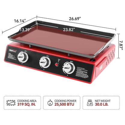 Royal Gourmet 3-Burner Tabletop Propane Gas Griddle