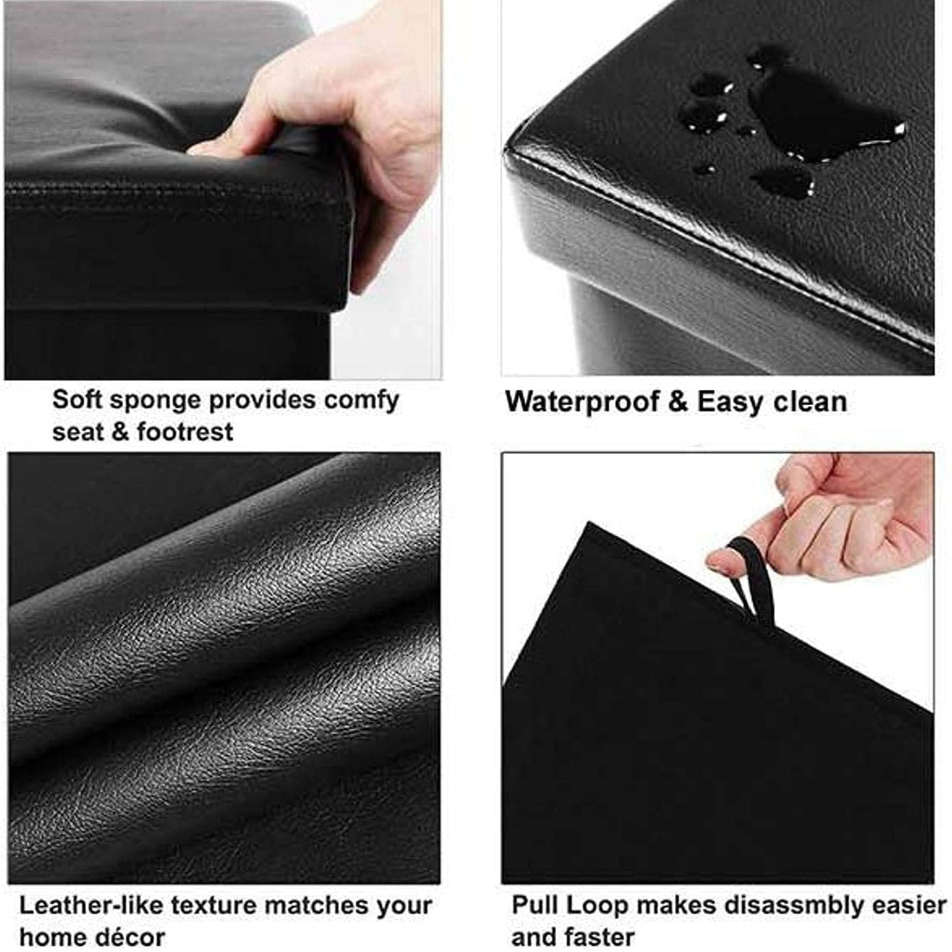 Faux Leather Ottoman Storage Box with Lid