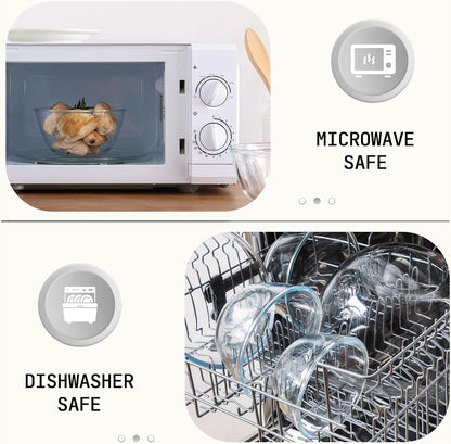 (New) 5pc Glass Mixing Bowls with Lids Set (4.65QT, 2.80QT, 1.64QT, 1.16QT, 0.85QT), Nesting Salad Bowl, Large Glass Mixing Bowl for Cooking, Baking, Prepping-Dishwasher Microwave Freezer Safe