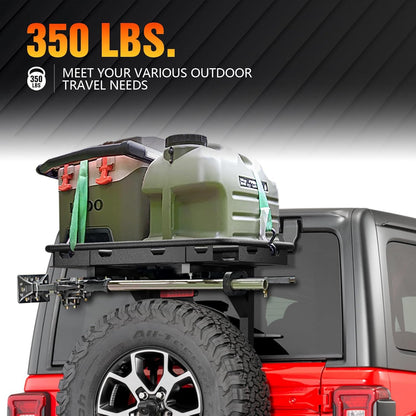 (New)  EYOUHZ for Wrangler JL Spare Tire Cargo Rack Rear Luggage Basket on OE Tailgate