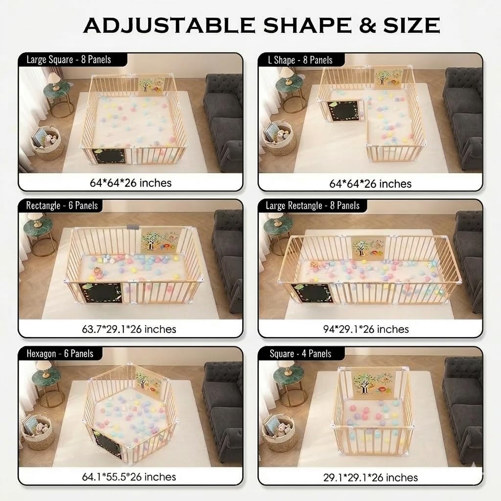 (New) Foldable Wooden Playpen for Babies and Toddlers