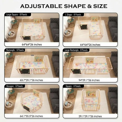 (New) Foldable Wooden Playpen for Babies and Toddlers