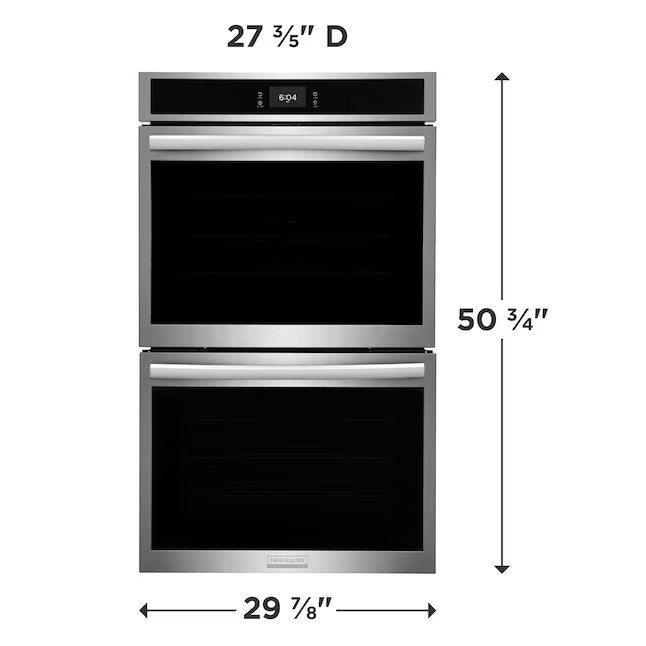 (New) Frigidaire Gallery 30 inch Double Electric Wall Oven with Air Fry Self + Steam Cleaning