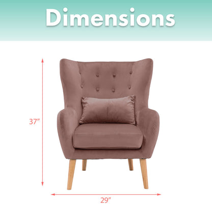 Velvet Wingback Accent Chair (Mauve)