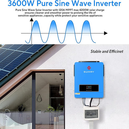 SUMRY Hybrid Solar Inverter Charger 3600W DC24V to AC110V Voltage Converter