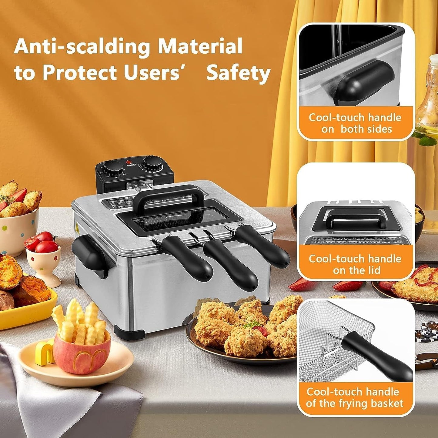 (New) WHALL - 5.3QT Electric Deep Fryer