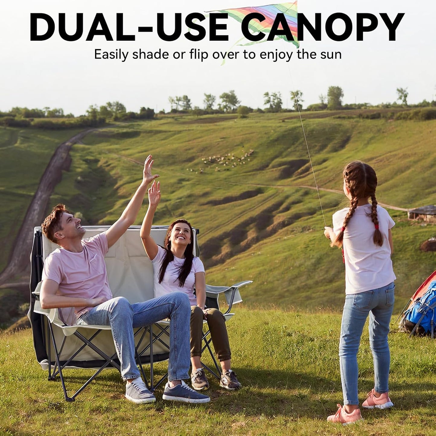 Double Camping Chair with Canopy