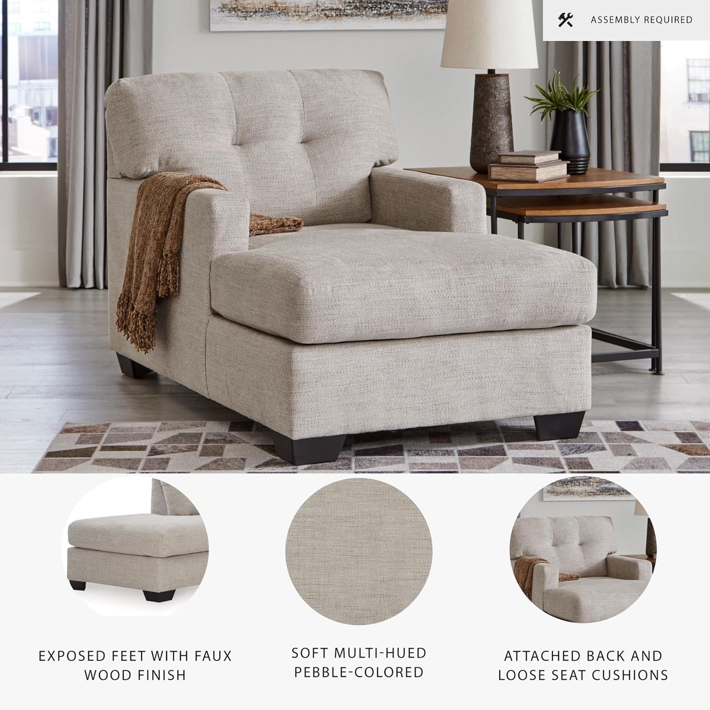 Ashley Mahoney Contemporary Tufted Upholstered Chaise