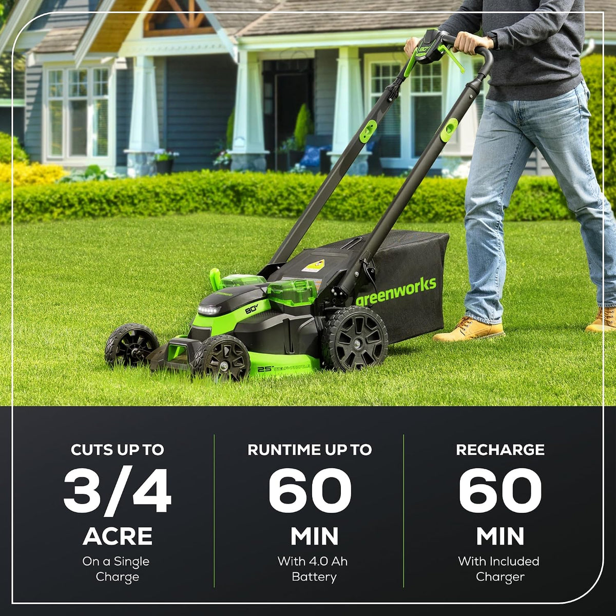 (New) Greenworks 80V 25in Self-Propelled Lawn Mower