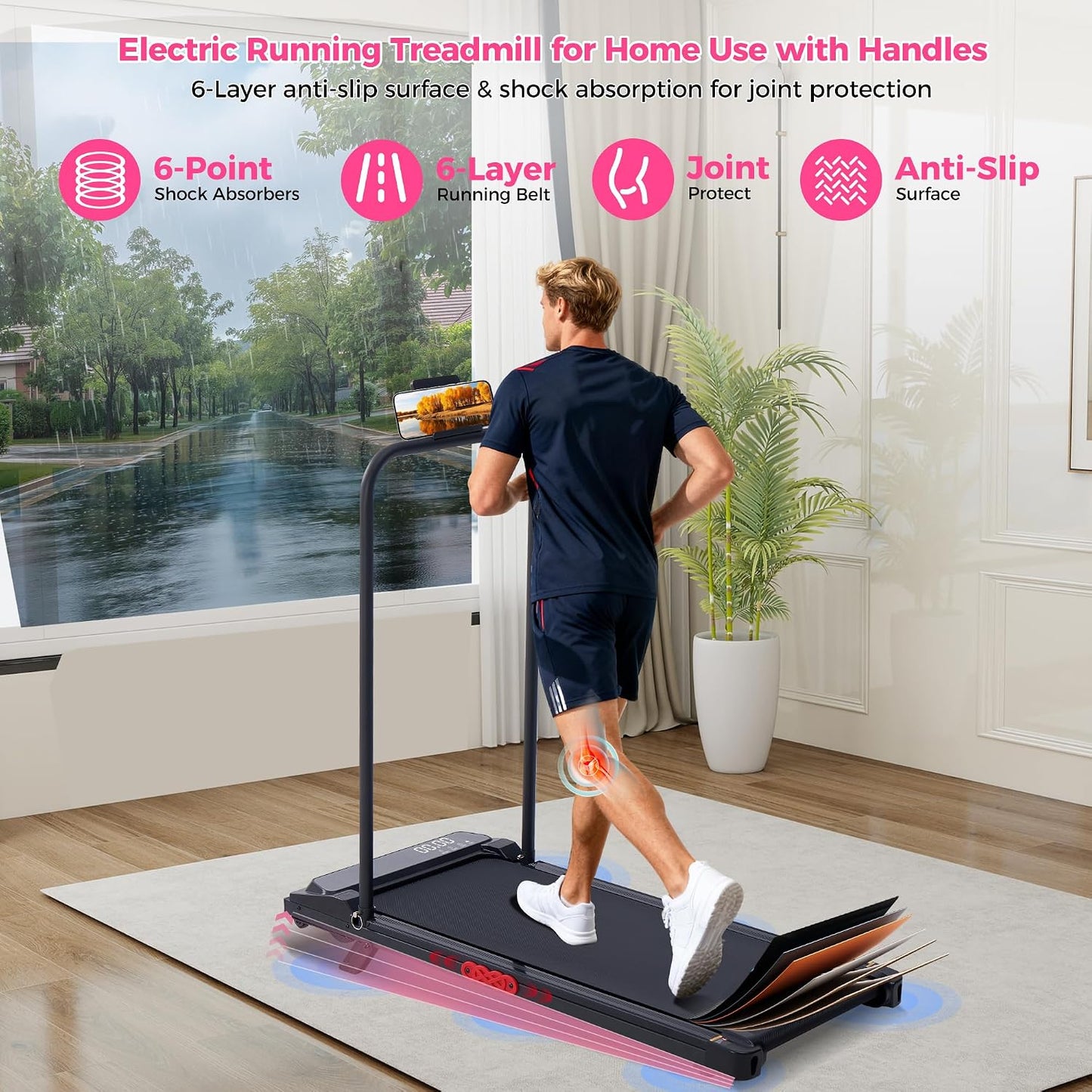 Walking Pad with Incline and Handle Bar
