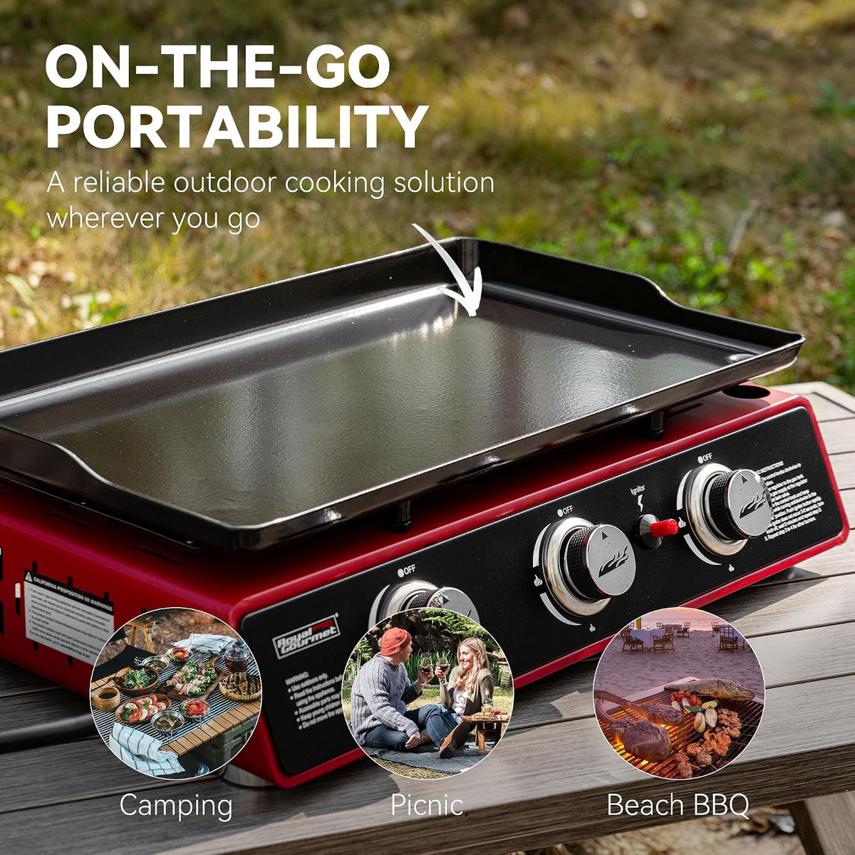 Royal Gourmet 3-Burner Tabletop Propane Gas Griddle
