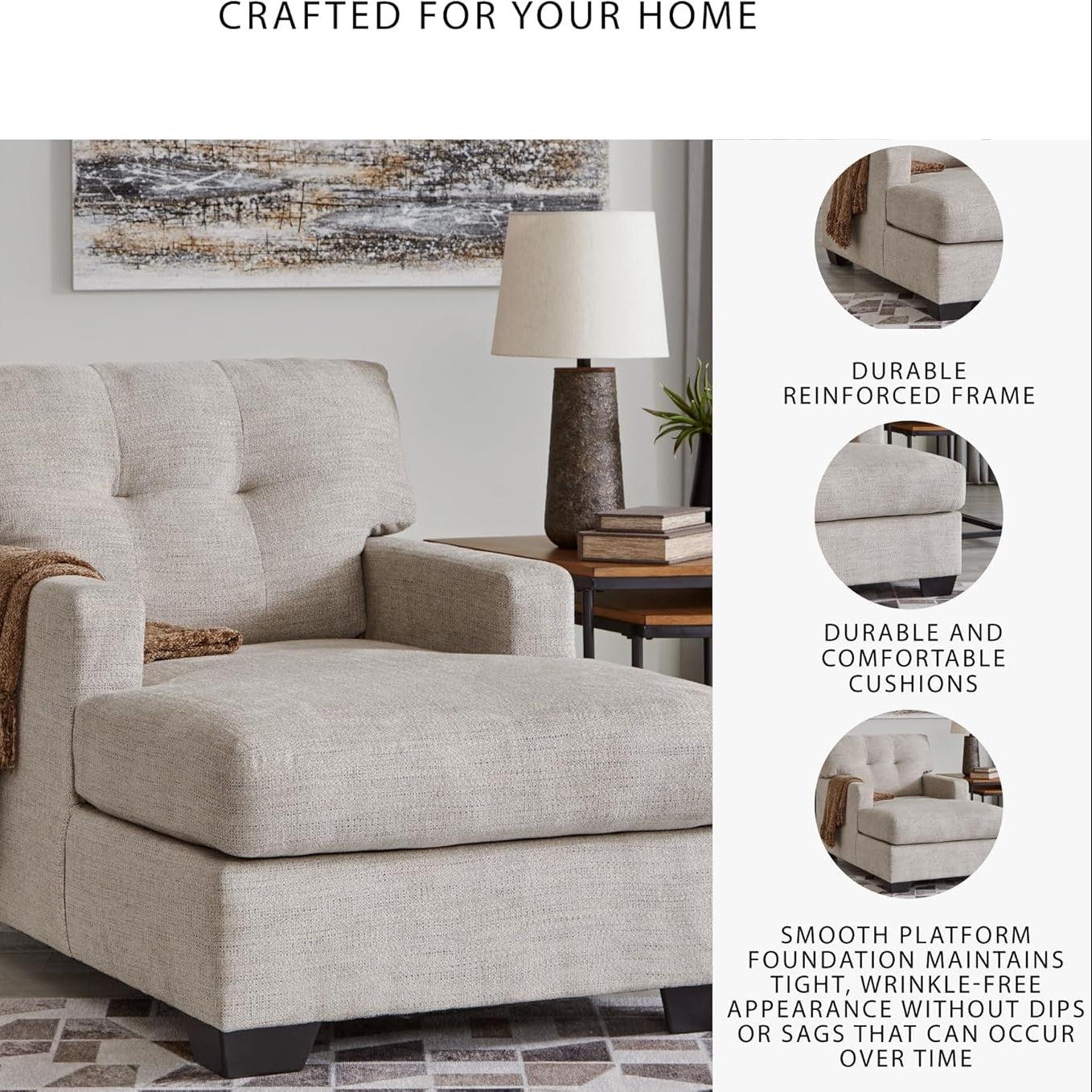 Ashley Mahoney Contemporary Tufted Upholstered Chaise