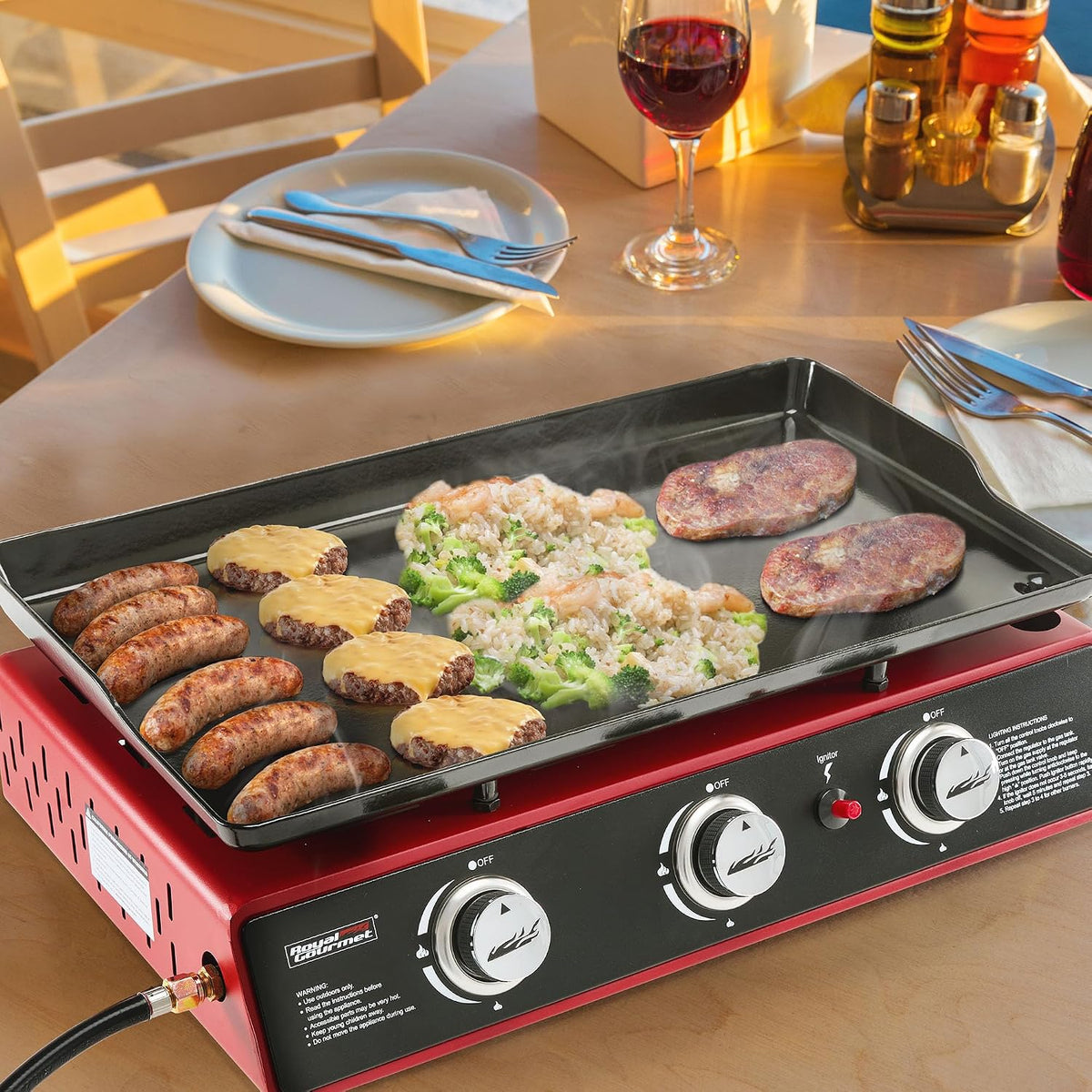 Royal Gourmet 3-Burner Tabletop Propane Gas Griddle