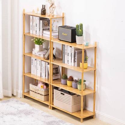 4‑Tier Expandable Freestanding Bamboo Bookshelf