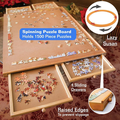 Bits and Pieces Rotating Puzzle Board with Drawers