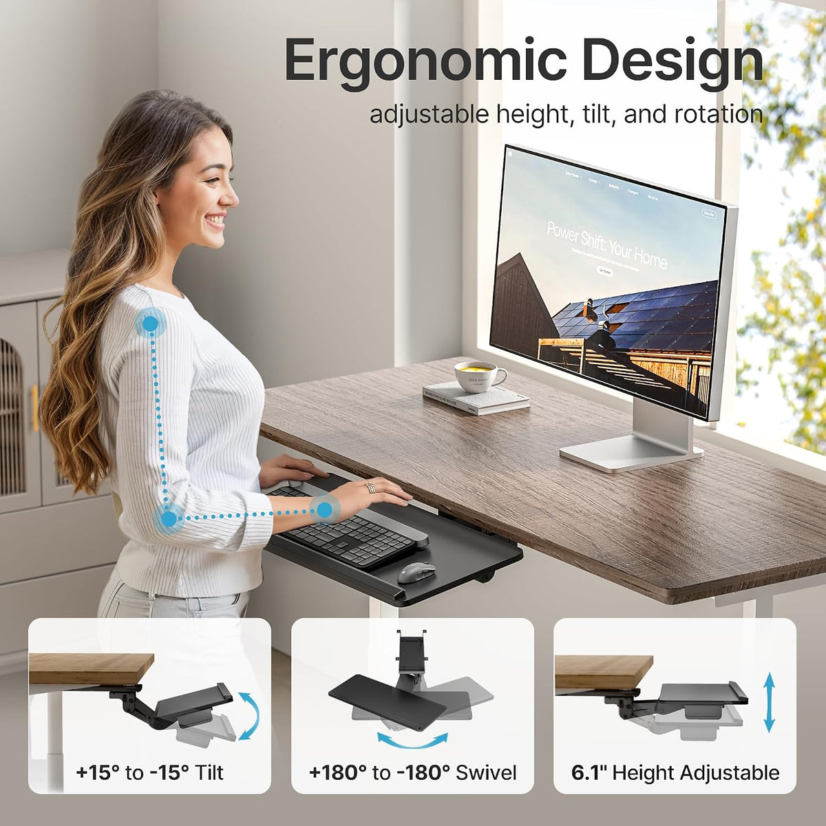 PEGZONE Keyboard Tray Under Desk Slide Out