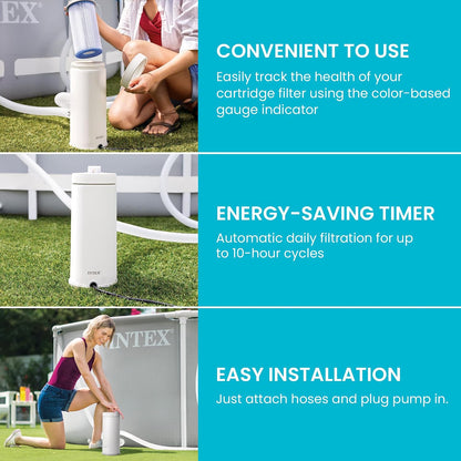 INTEX C1000 Cartridge Filter Pump for AGP: 1000 GPH Pump Flow Rate