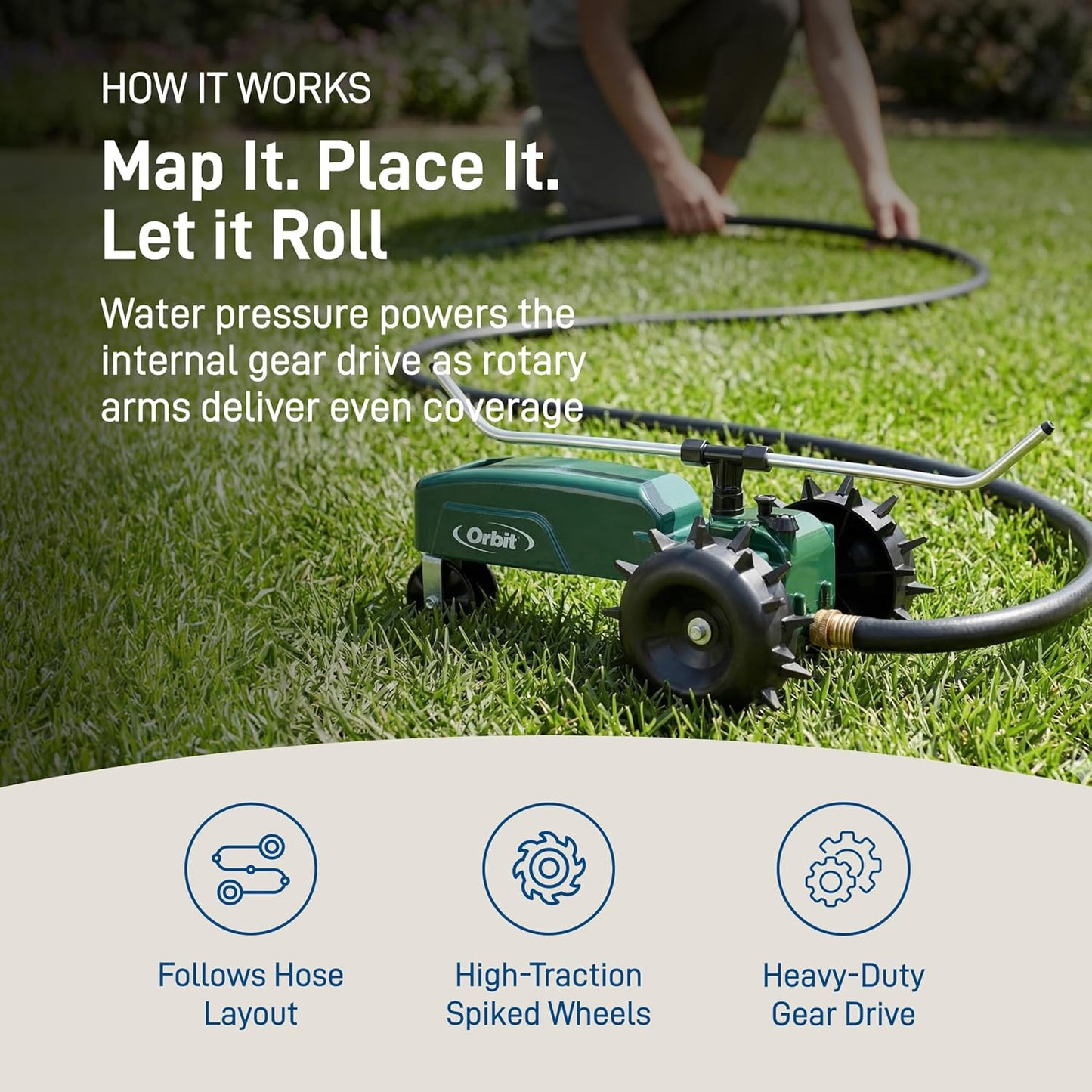 (New) Orbit Traveling Tractor Water Sprinkler