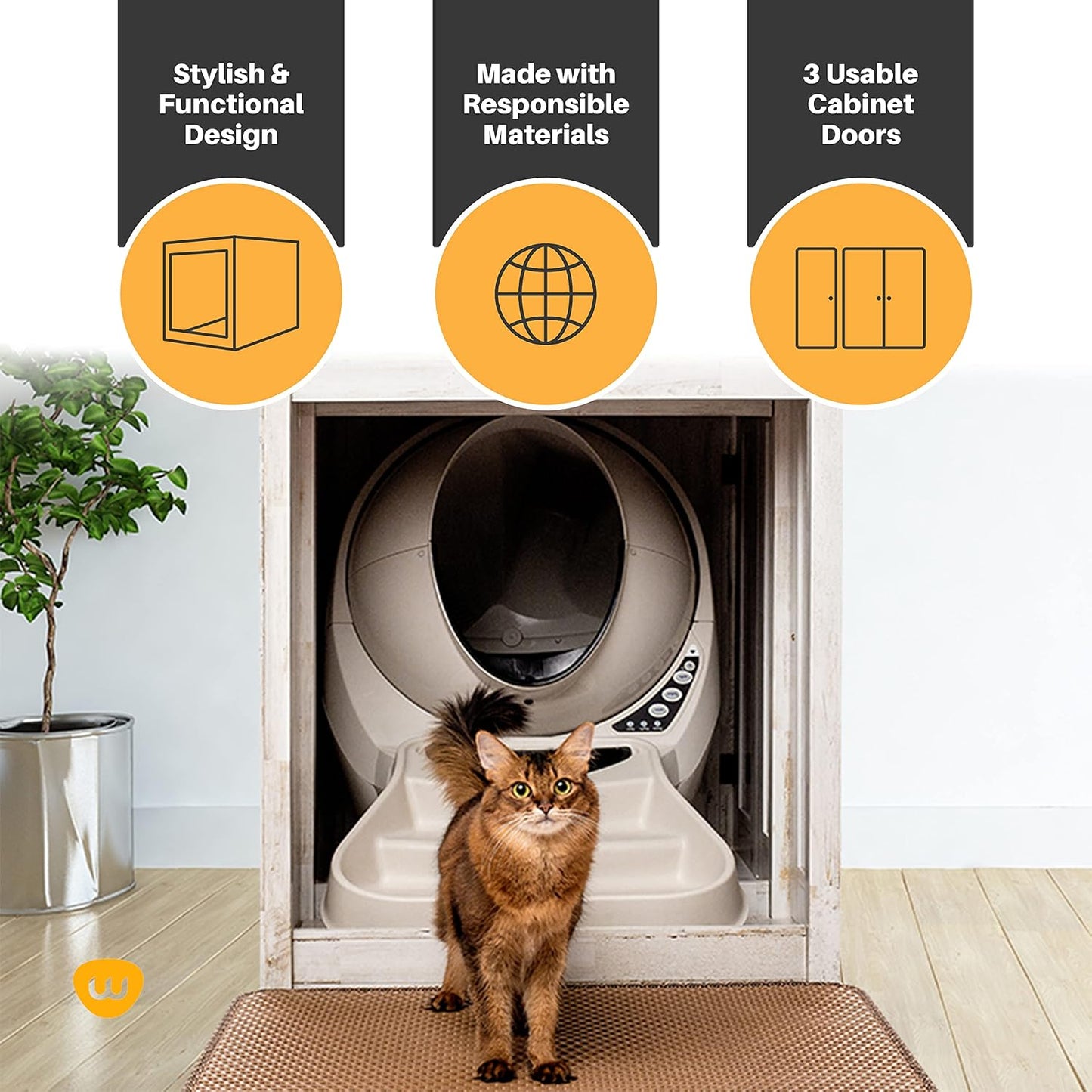 Whisker Litter-Robot Hidden Cat Litter Box Furniture Credenza