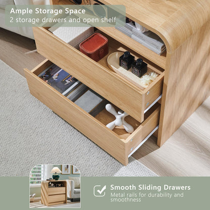 Aitjunz 25" Tall Modern Nightstand with Charging Station