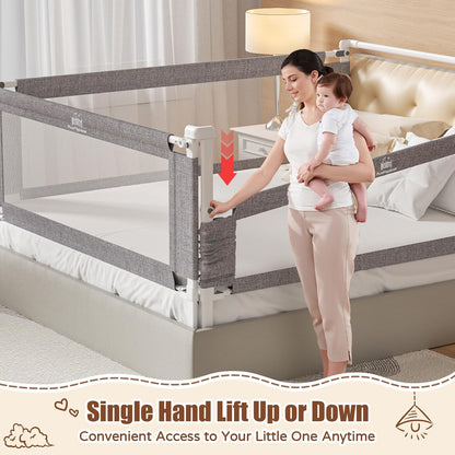 3-Piece Full Size Bed Rail for Toddlers - Height Adjustable Baby Bed Rail Guard