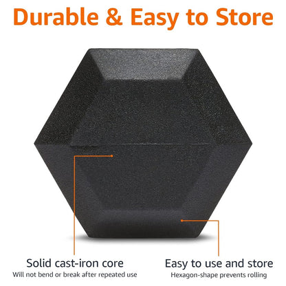 35lbs. Basics Rubber Hex Dumbbell Hand Weight