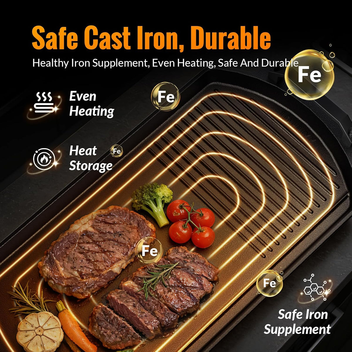 (New) Cast Iron Double Burner Griddle