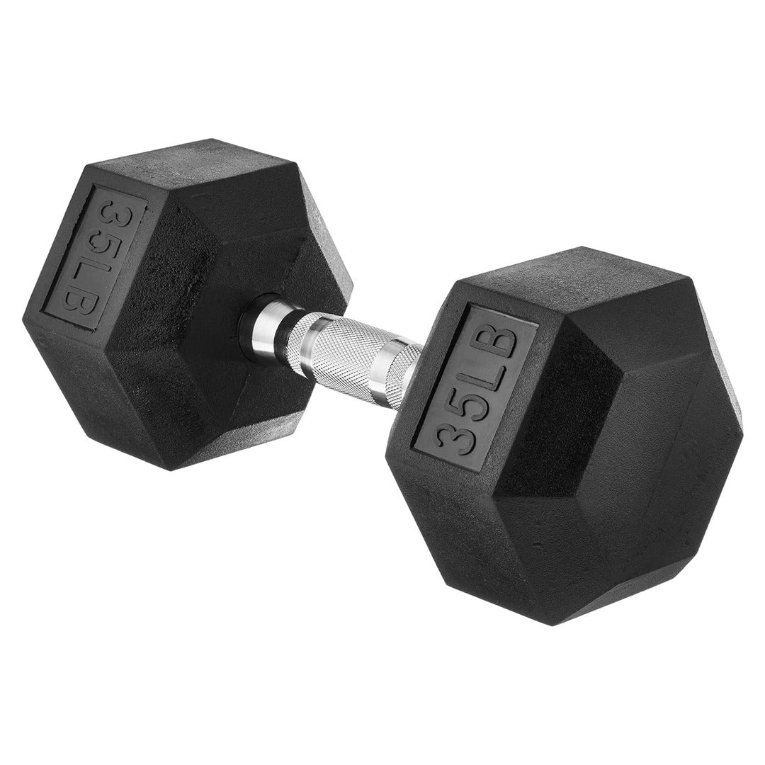 35lbs. Basics Rubber Hex Dumbbell Hand Weight