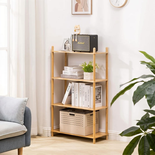 4‑Tier Expandable Freestanding Bamboo Bookshelf