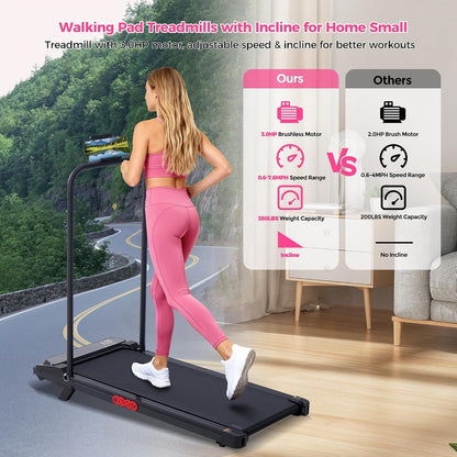 Walking Pad with Incline and Handle Bar