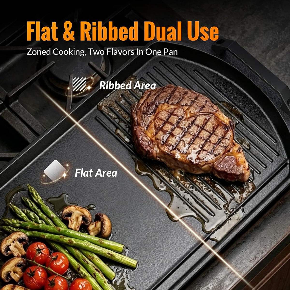(New) Cast Iron Double Burner Griddle