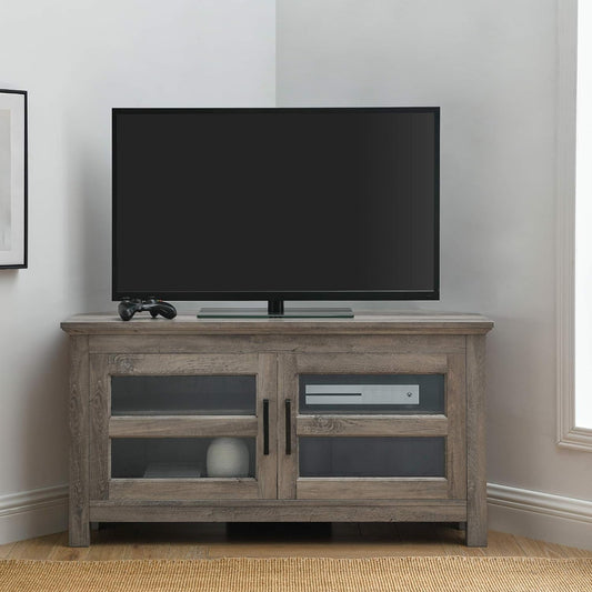 Walker Edison Modern Farmhouse Wood Corner Universal TV Stand