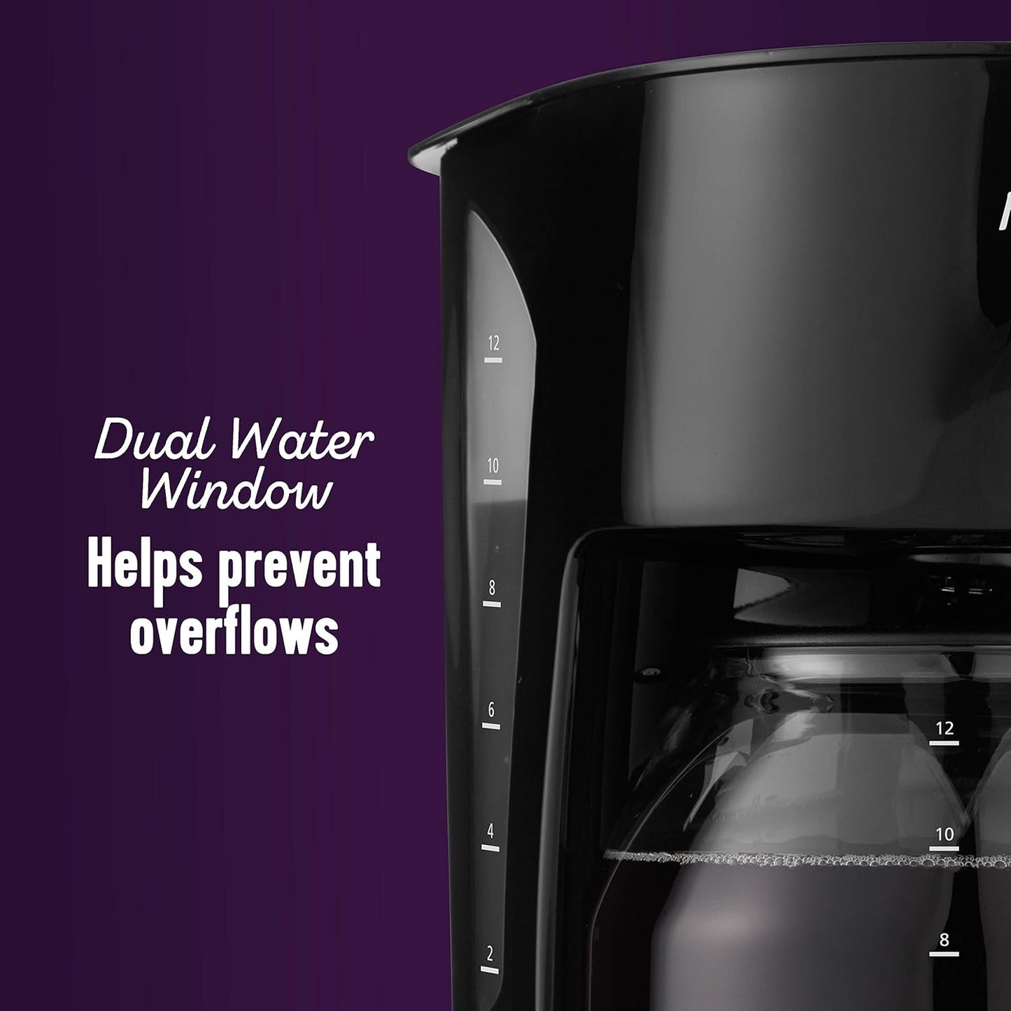 Mr. Coffee Black Coffee Maker, 12 Cups, with Auto Pause and Glass Carafe