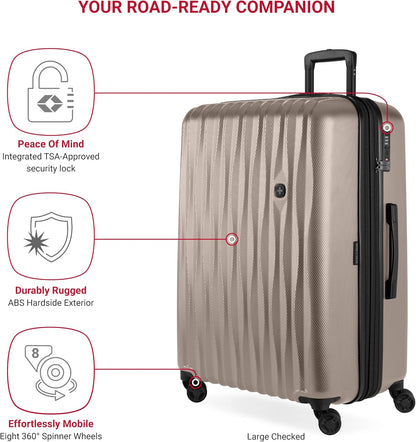 (New) SwissGear 7272 Energie Expandable Hardside Luggage with Spinner Wheels and TSA Lock, Light Gold, 3-Piece Set (19/24/27)