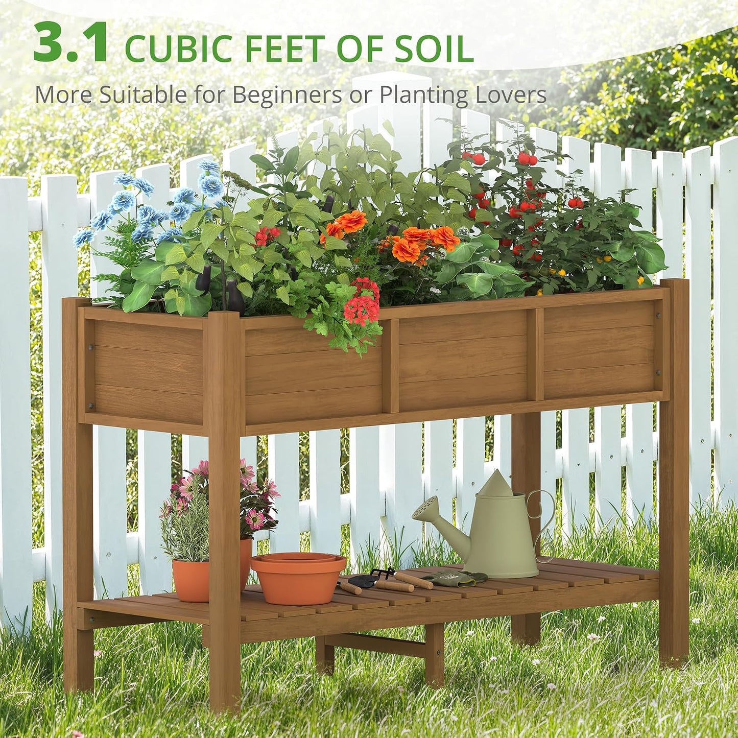 (New) LUE BONA Elevated Teak Raised Garden Bed