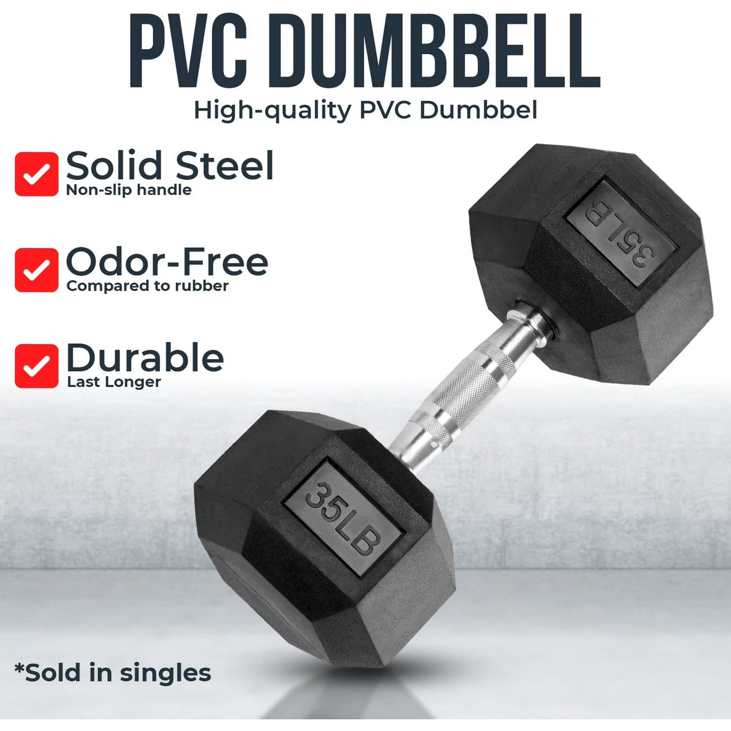 (New) Hex Dumbbells - Heavy Duty PVC Coated Weights, Chrome-Plated Knurled Handles, Fixed Hexagon Dumbbell - Workout, Exercise Weights, Lifting, Body Building Home Gym Training Gear - 40 LB
