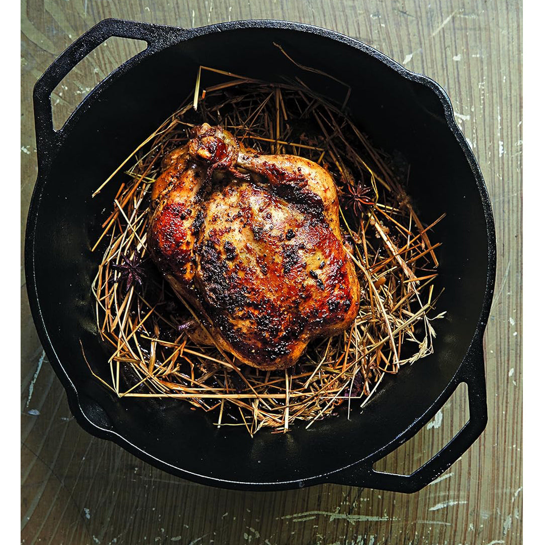 (New) Lodge Seasoned Cast Iron Skillet - 17 Inches - Features 2 Loop Handles - Pre-Seasoned Large Frying Pan with Dual Assist Handles - Large & Versatile - Durable Iron Frying Pan