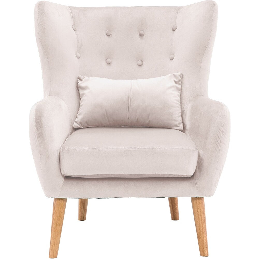 Velvet Wingback Accent Chair (White)