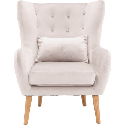 Velvet Wingback Accent Chair (White)