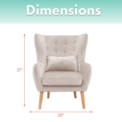 Velvet Wingback Accent Chair (White)