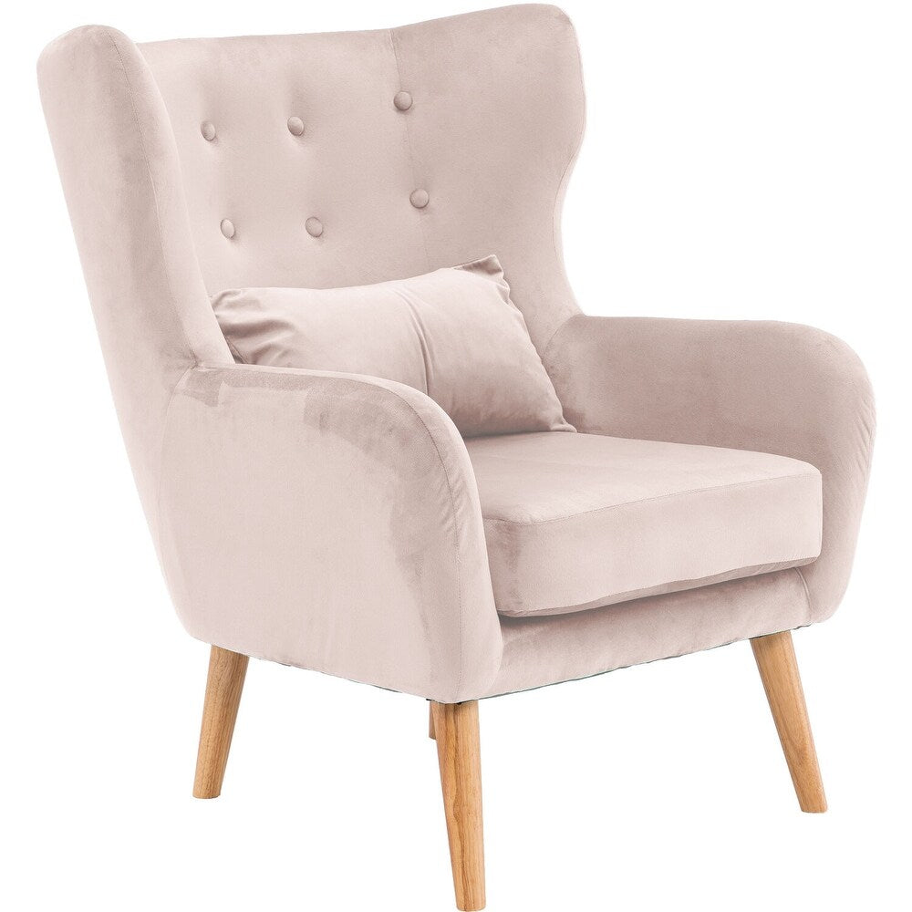 Velvet Wingback Accent Chair (White)