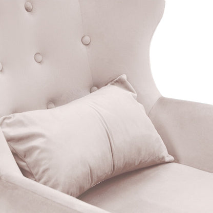 Velvet Wingback Accent Chair (White)