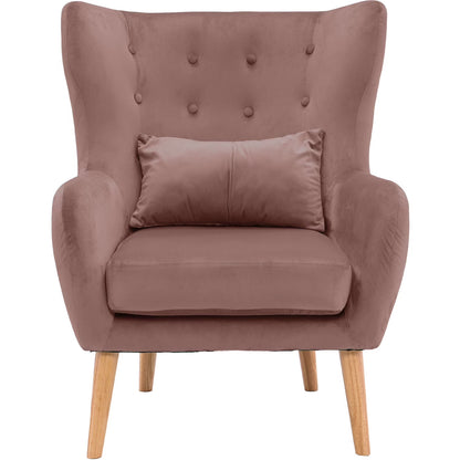 Velvet Wingback Accent Chair (Mauve)